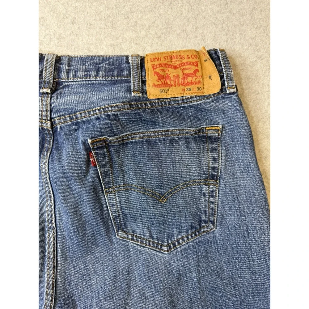 Levi's 501 Button Fly Jeans Straight Blue Denim Men's Size 38x30